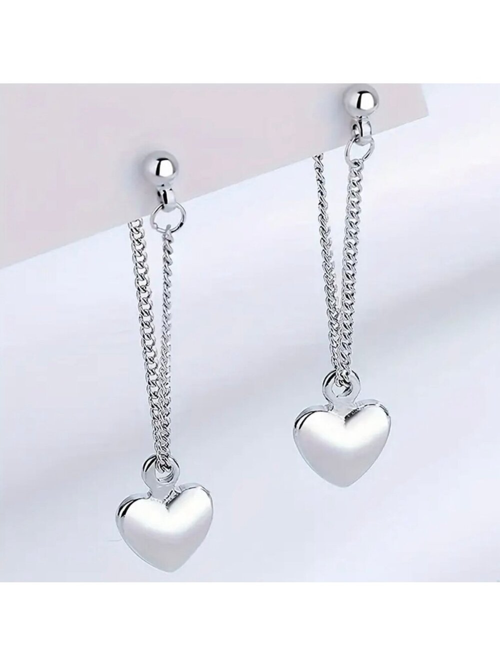 Brand New - Titanium Steel Heart Shaped Tassel Earrings
